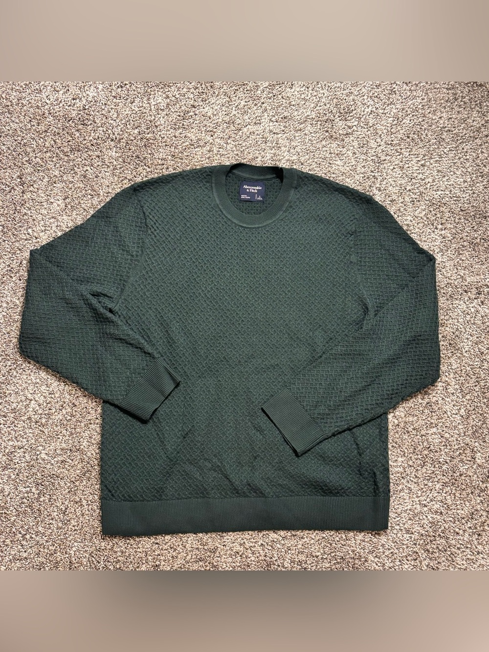 Abercrombie & Fitch Sweater Merino Wool Blend Hunter Green Mens L